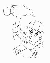 Kolorowanka online: Kolorowanka robotnik z młotkiem święto pracy